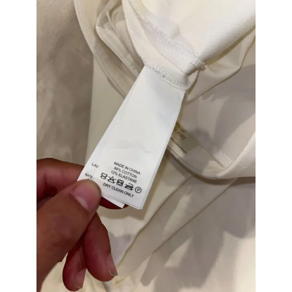 Kate Spade High Waist Straight Leg Womens White Cotton Pants Size 0